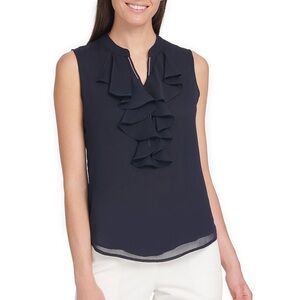 🦩 TOMMY HILFIGER Ruffle Front Top - Size S (🦩2 for $25 )